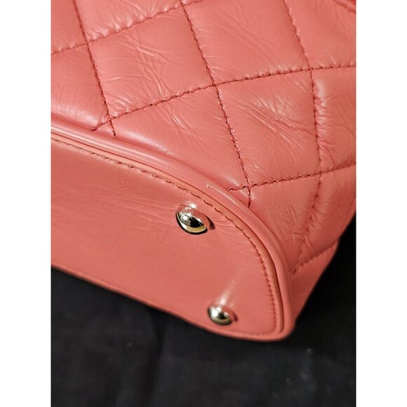 CHANEL Quilted Crumpled Leather Clear Backpack Handbag Pink Chain Zip Around CC - Picture 4 of 16